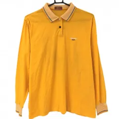 【超美品】エレッセ 長袖ポロシャツ オレンジ×白 襟・袖口ボーダー レディース L ゴルフウェア