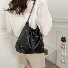 【美品・未使用新品】春 夏チェーンショルダーバッグ ビジュー巾着鞄