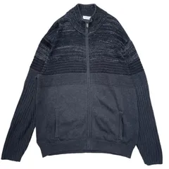 カルバンクライン Calvin Klein フルジップニット ニット セーター 黒 ブラック メンズ XL相当 洗濯タグなし D605