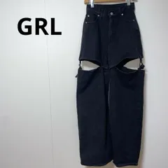 GRL 2WAY サイドベルトスリット ブラック デニム