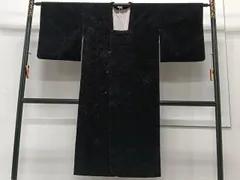 平和屋着物＃道行コート　ベロア　枝花文　ロング丈　逸品　CAAV5817id