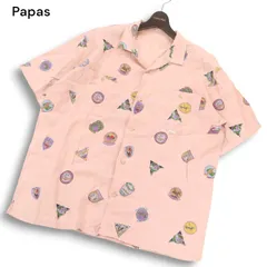 パパス　アイスランド　リネン　アロハシャツ　総柄　麻シャツ　半袖　papas PAPAS island パパス アイランド 半袖 ドレス メンズ シャツ