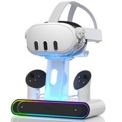 【数量限定】Quest 3 用 Meta RGB 充電ドック、Oculus Quest Zybervr 3用 VR ヘッドセットおよびコントローラー用磁気高速充電ステーション