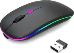 ワイヤレス マウス 無線 薄型 マウスBluetooth5.0 静音 瞬時接続 小型 高感度 ブルートゥース 2.4GHz 3段階DPI切替 左右対称 充電式 ゲーミングマウス 省エネ 7色ライト 光学式 高耐久性 握りやすい 簡単接続 携帯便利