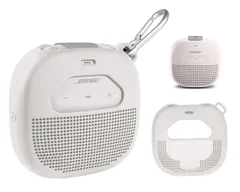 WGearのBose SoundLink Micro Bluetoothスピーカー用保護ケース。ケーブルやその他のアクセサリー用のメッシュポケット付きの特徴あるデザイン、デバイスを固定するための伸縮性のあるストラップ(白スモーク) [ホワイトスモーク。]