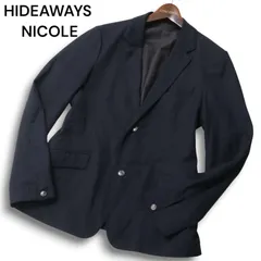 HIDEAWAYS NICOLE ハイダウェイ ニコル 通年 ストレッチ 銀釦★ テーラード ジャケット ブレザー Sz.46 メンズ ネイビーのサムネイル