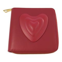 ESCADA エスカーダ ハートバックル・レザー ラウンドファスナー ウォレット 財布 コインケース 小銭入れ/5032729/レッド【♀】【A】【レディース】★■583973【中古】