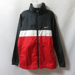 古着 ジュニアL(160) NIKE/ナイキ ウインドブレーカージャケット ジップ フード収納 スポーツ ブラック/ホワイト/レッド 371518-611 fg4667