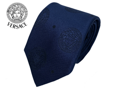 ヴェルサーチ ネクタイ VERSACE ICR7001 IT00156 I4148 NAVY ブラック系 円形グレカ柄入り メデューサ柄 X ドット柄 ネイビー系 ネクタイ GIANNI VERSACE ジャンニ ヴェルサーチ ベルサーチ ヴェルサーチェ