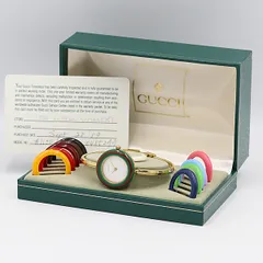 美品✨　新品電池　グッチ　チェンジベゼル　バングルウォッチ　全12色 箱付き Amazon.co.jp: (グッチ)GUCCI 1100-L チェンジベゼル 12色