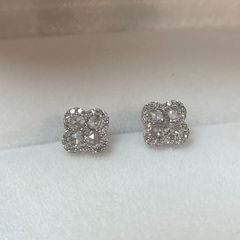 ローズカットダイアモンドフラワーピアス　K18WG　ダイアモンド0.15/0.15ct