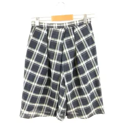 クミキョク 組曲 KUMIKYOKU ひざ丈スカート チェック タック 紺 白 2 *A95