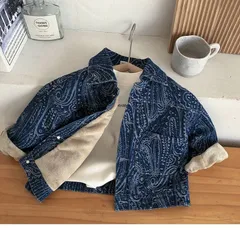 キッズデニムジャケット ペイズリー柄　防寒着　裏ボアコート　男の子　女の子　アウター　値下げ