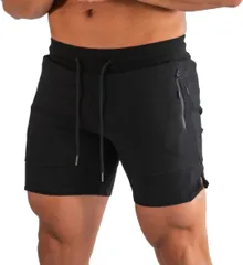 [AdLife] ハーフパンツ ショートパンツ メンズ スポーツ ジム トレーニング 短め 筋トレ フィットネス 運動 通気性 ブラック (黒, XL) [ブラック] [XL]