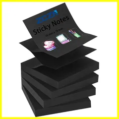 【人気商品】ブラック 100枚x4パッド 76x76mm 詰替用 ノート ポップアップ 付箋 ZCZN