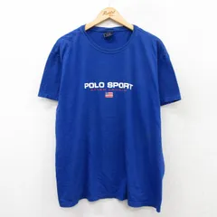XL/古着 ラルフローレン ポロスポーツ 半袖 ブランド Tシャツ メンズ ビッグロゴ 大きいサイズ コットン クルーネック 青 ブルー 25sep01 