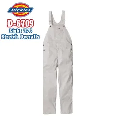 ディッキーズ Dickies D-6709 サロペット ツナギ シルバー 夏用 ライトT/Cストレッチオーバーオール つなぎ 接触冷感 UVカット ストレッチ 続服 農作業 造園 DIY キャンプ 車 整備 作業服 『XS～3XL』