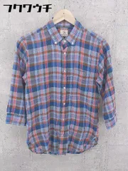 ◇ BEAUTY & YOUTH ビューティアンドユース UNITED ARROWS チェック 七分袖 シャツ サイズS ブルー オレンジ メンズ 【中古】 【1002798473881】