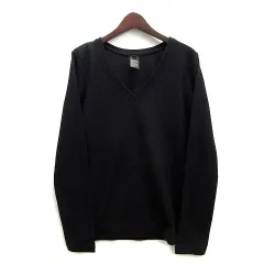 ソブ sov. ダブスタ Vネック 長袖 無地 Tシャツ ブラック 黒 Fのサムネイル