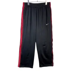 ナイキNikeサイドラインジャージトラックパンツスウッシュロゴ刺繍ワンポイント裾ジッパー黒ブラック赤レッドvintageヴィンテージ50123