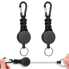 【数量限定】紛失防止 伸縮性リール式キーリール 吊り下げ名札 超軽量 キャンプ 多機能 カラビナ付き ハイキング リールキーホルダー 2個セット 釣りアウトドア用 [SODOI]