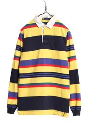 【お得なクーポン配布中!】 90s USA製 ポロ ラルフローレン ボーダー 長袖 ラガー シャツ  キッズ L メンズ XS 程/ 90年代 オールド 長袖シャツ マルチカラー ラグビー