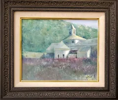 新作・油絵窓辺のラベンダーF3