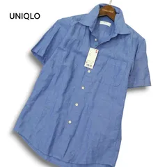 【新品 未使用】 UNIQLO ユニクロ 春夏 麻 リネン★ コットン 半袖 シャツ Sz.S　メンズ 青系
