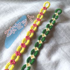 【ミサンガ】フラワーチェーン 2本セット アンクレット /ブレスレット