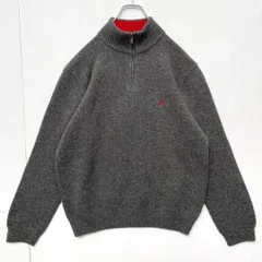 90s ポロラルフローレン ハーフジップ 羊毛 ニットセーター グレー Lサイズ Polo Ralph Lauren