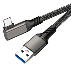 USB Type C ケーブル L字 USB-A to USB-C ケーブル【10Gbpsデータ転送 60W急速充電】 USB3.2 Gen2標準 PD対応 タイプc ケーブル 高耐久ナイロン編み Nintendo Switch、Xperia、AQUOS、 0