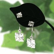 ピアス CZダイヤ キュービックジルコニア スクエア バッグモチーフタイプ 10769p-b0209-pk