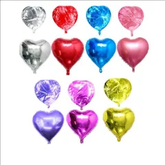 【迅速発送】【ノーブランド品】ハート形アルミバルーン 7色セット 45cm アルミ風船