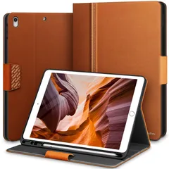 【数量限定】ペンホルダー付き iPad iPad 高級PUレザー製 10.5インチ オートスリープ/スタンド機能 アップルペンシル収納 2019/2017モデル対応 タブレット ケース 手帳型 カバー 10.5 Pro ブラウン Air3世代・iPad Kin