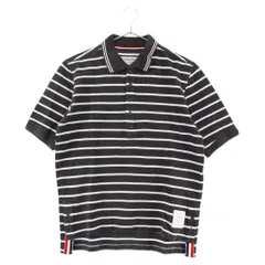 THOM BROWNE (トムブラウン) ボーダー 半袖ポロシャツ ブラック/ホワイトのサムネイル