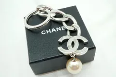 シャネル 05A ココマーク CCロゴ キーリング チャーム チェーン パール装飾 小物 銀 シルバー CHANEL 3420k