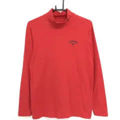 【美品】キャロウェイ 長袖ハイネックシャツ レッド×ネイビー ロゴプリント  メンズ M ゴルフウェア Callaway