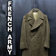 40s/50s フランス軍 ウールロングコート 33 フレンチアーミー ミリタリー ダブルブレスト マキシ丈 ユーロビンテージ メルトン トレンチコート ピーコート ミリタリー