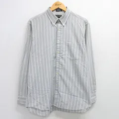 L/古着 長袖 シャツ メンズ 80s ボタンダウン グレー他 ストライプ 25mar17 中古 トップス