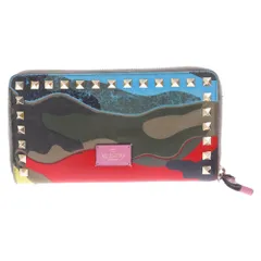 VALENTINO (ヴァレンチノ) スタッズ カモフラ ラウンドジップ ロング ウォレット カーキのサムネイル