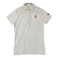 サイズ：1 MASTER BUNNY EDITION マスターバニーエディション  半袖ポロシャツ ボタンダウン ボーダー柄 グレー系 [240101361530]# ゴルフウェア レディース ストスト