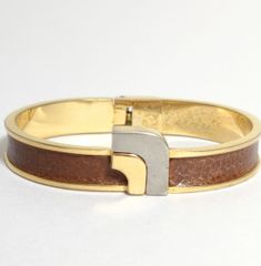 【ヴィンテージ】 LOEWE バングル ブレスレット ブラウン ゴールド 49