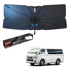 【メーカー直営】【2025改良型】Mozan トヨタ ハイエース 200系 標準 専用 傘型サンシェード フロントガラス シェード HIACE 200系 H16-現行 10本骨 ガラス繊維 360°回転可能 傘柄が曲がる パラソル 傘式 UVカット 日よけ 0