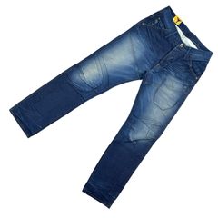 ジースター G-Star RAW 3D 立体裁断 ペンキ ペイント ビンテージ インディゴ ミドル ウォッシュ アシンメトリー バイカー デニム ジーンズ レギュラー ストレート テーパード 2000年代デッドストック W31 L34 海外買付 希少 入手困難