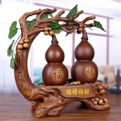 瓢箪 オブジェ 置物 ひょうたん 木目 樹脂素材 金 縁起物 家内安全 インテリア 玄関 リビング 贈り物  財運 金運 運気 風水 開運 健康運 出世運 家庭運