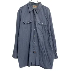 Dickies 長袖 ワークシャツ XL ブルー ディッキーズ ボタン ビッグサイズ ワークウェア 胸ポケット 古着卸 アメリカ仕入 a702-7190のサムネイル