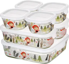 【数量限定】PS-PRNSNA71 パック&レンジ 7個セット hood red precious シンジカトウ 保存容器 耐熱ガラス iwaki(イワキ)