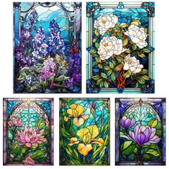 中級 フル ダイヤモンドアート キット ビーズ刺繍 ステンドグラス 蓮 アヤメ フラワー ルピナス モザイクアート リハビリ 趣味 絵画 カラービーズ ハンドメイド