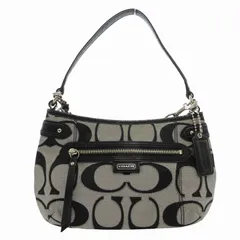 コーチ COACH ハンドバッグ ショルダー 2WAY シグネチャー 総柄 キャンバス×レザー F23946 黒 ブラック グレー /FF