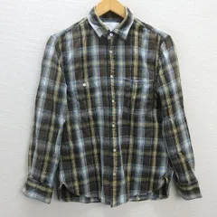 z■ユナイテッドアローズ/UNITED ARROWS B＆Y 長袖チェックシャツ/ネルシャツ【M】茶黄/men's/103【中古】■